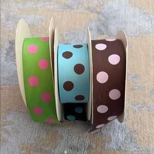1.5” Polka Dot Ribbon Set - Green, Blue, Brown